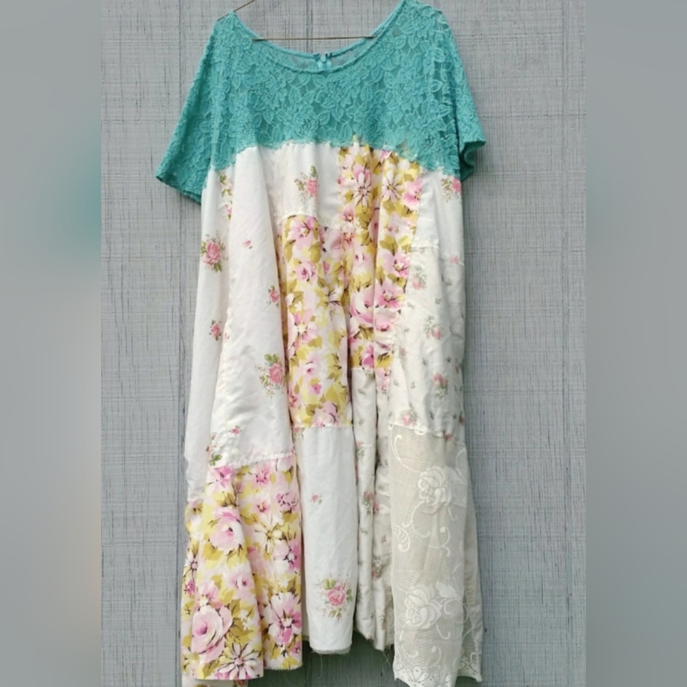 Funky Tunic Upcycled Romantic Patchwork Dress - image 4